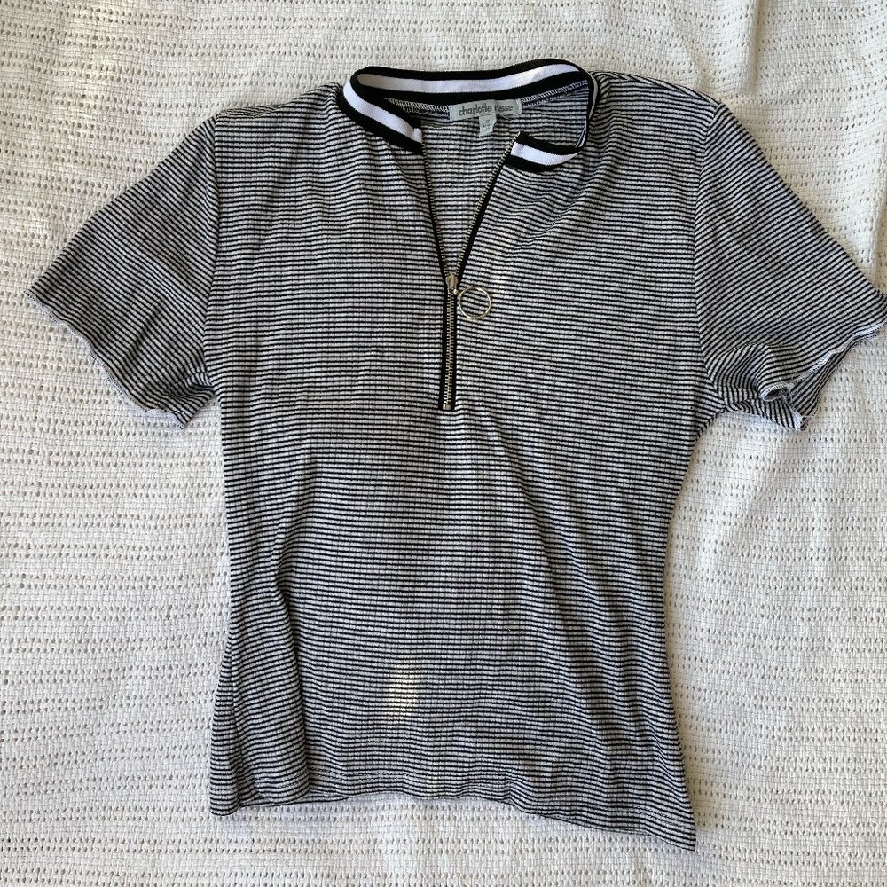 Striped zip up shirt